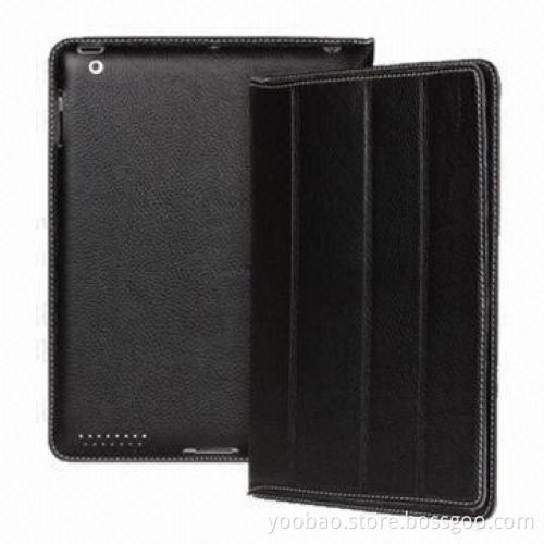 Genuine Leather Cases for iPad 3 with Sleep Function, Comes in Red/Black/Orange